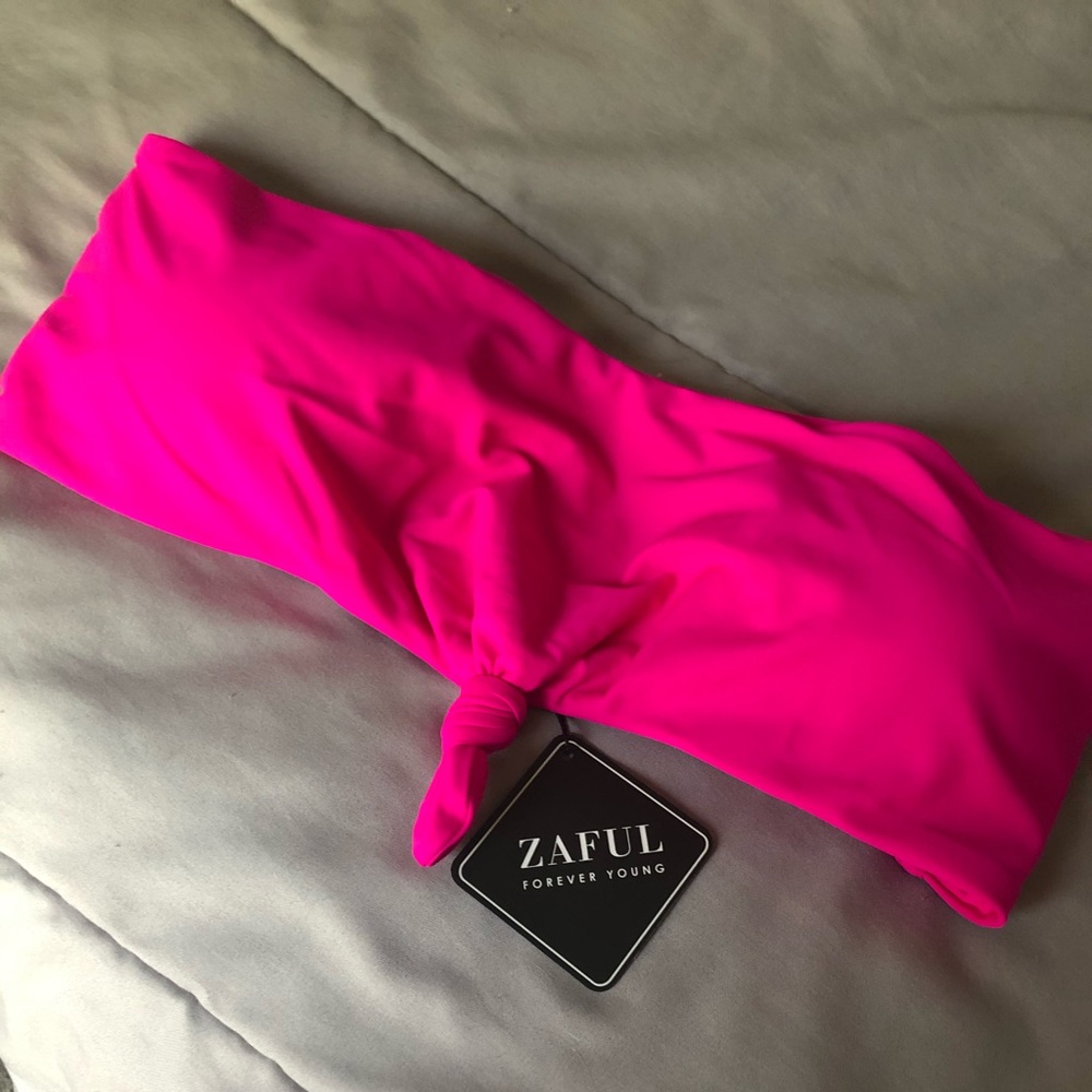 Hot pink strapless swim suit top